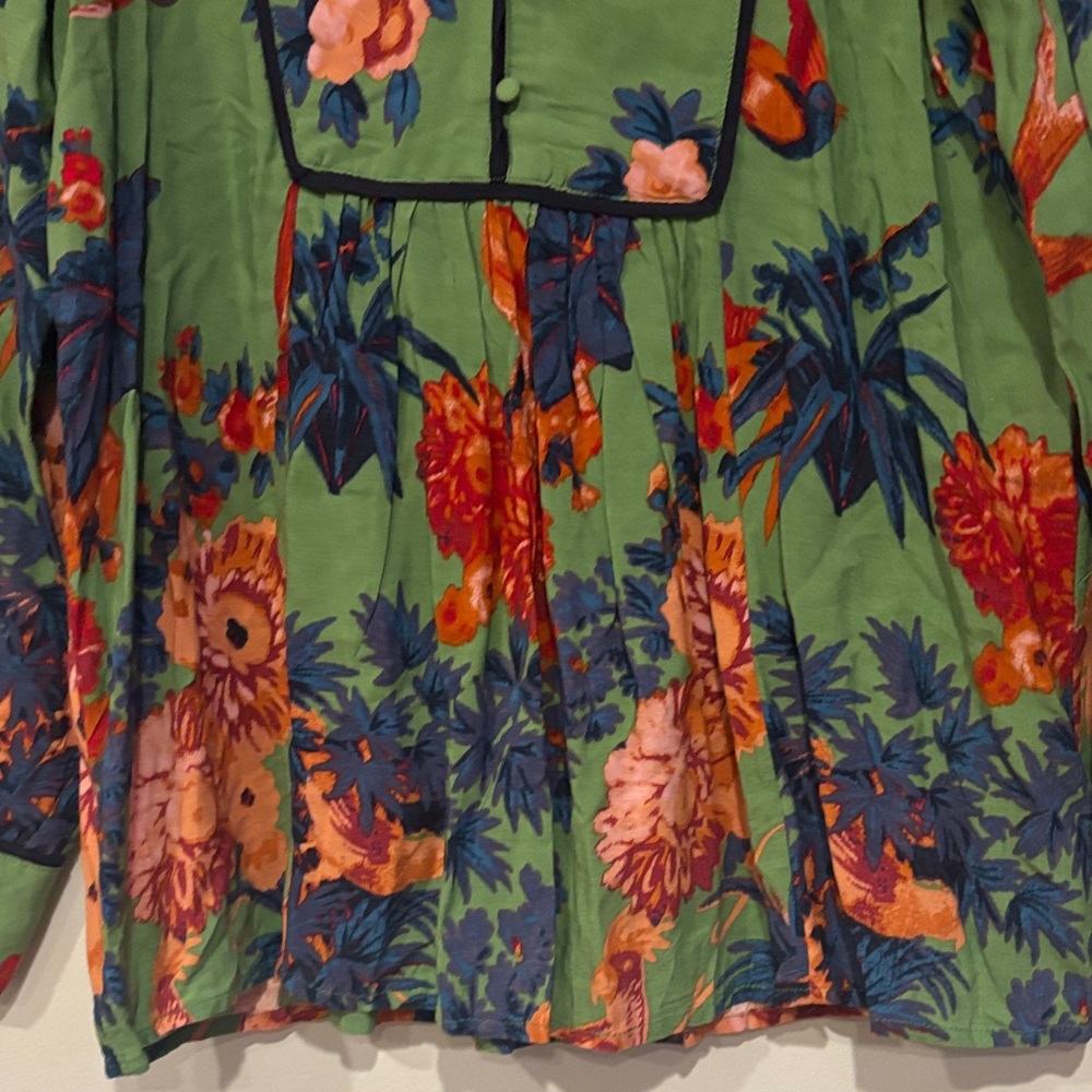 Anthropologie Floral Green Blouse - Picture 4 of 11